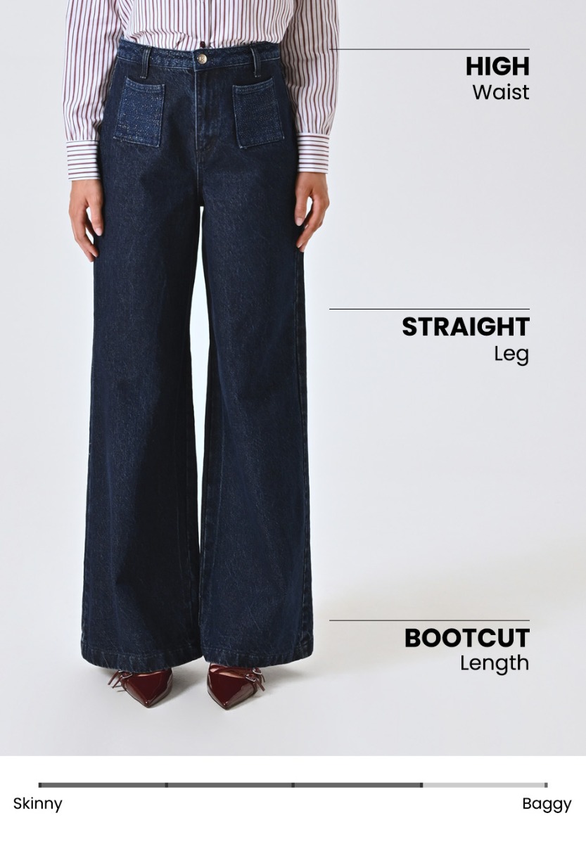 Wide Jeans with Lurex Details