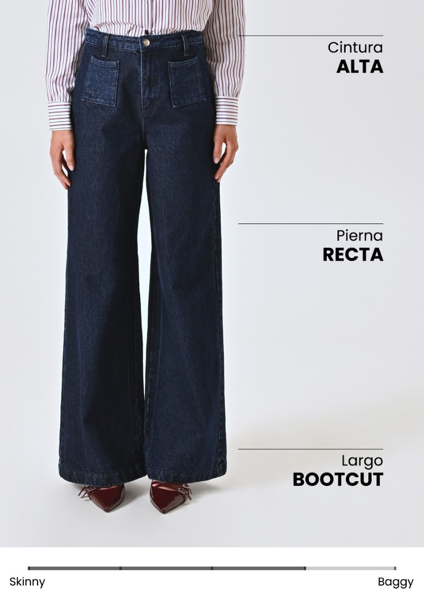 Vaqueros wide leg con detalles en lúrex