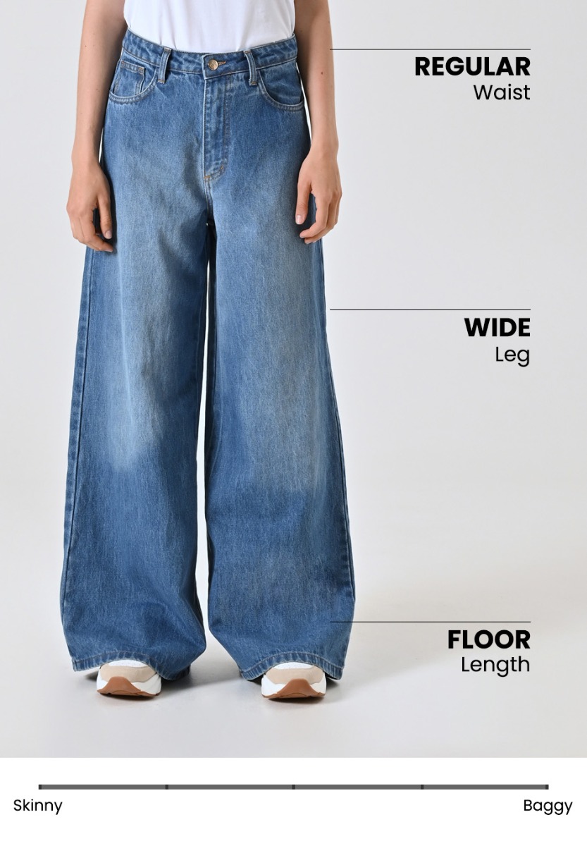 Medium-wash Wide Jeans
