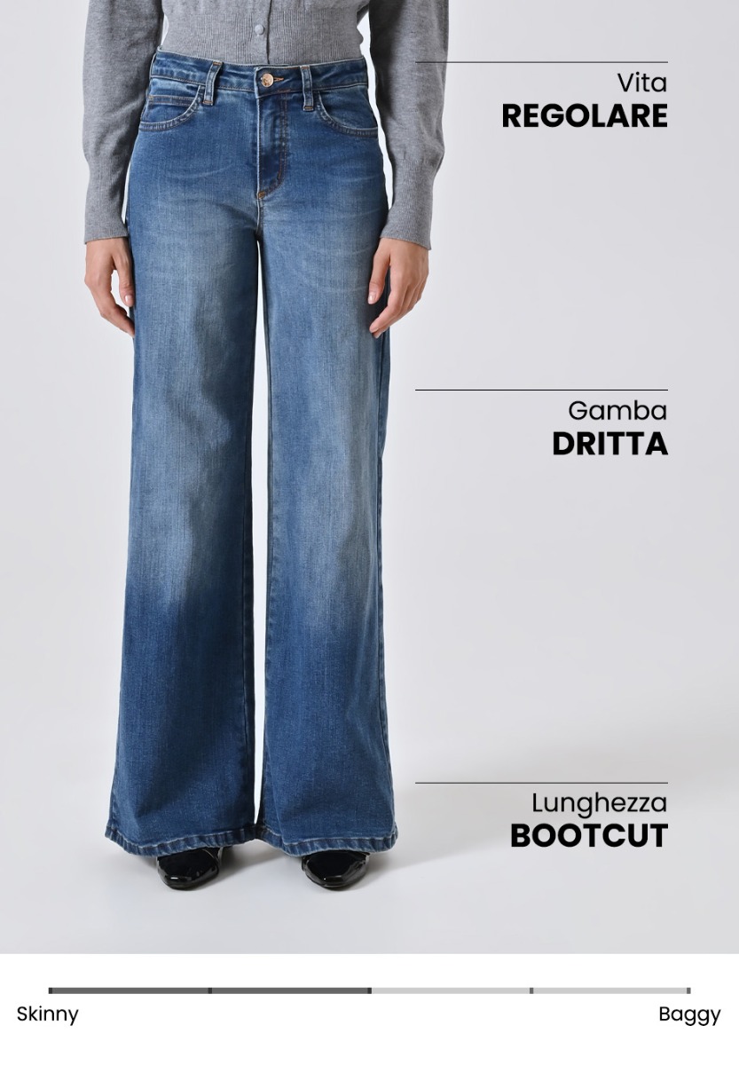 Jeans Palazzo Bootcut Lavaggio Medio