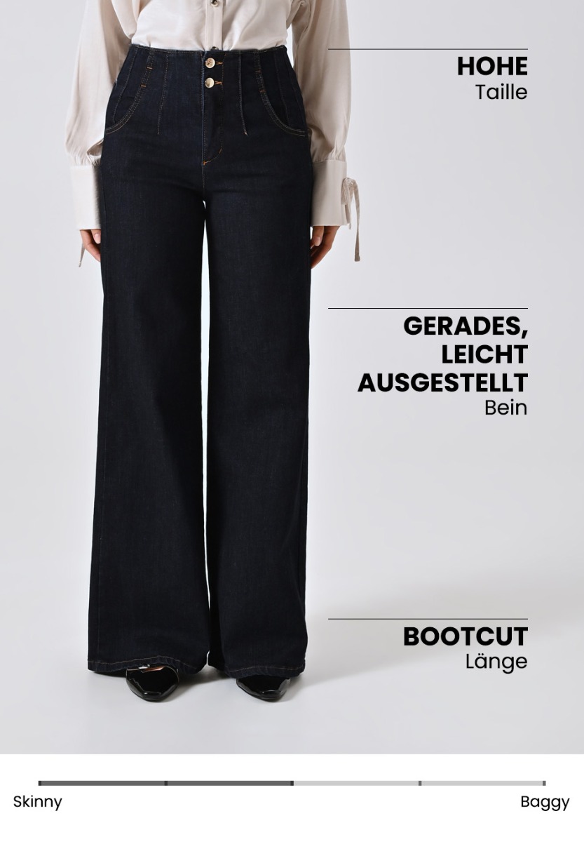 Jeans mit dunkler Waschung und weitem Bein