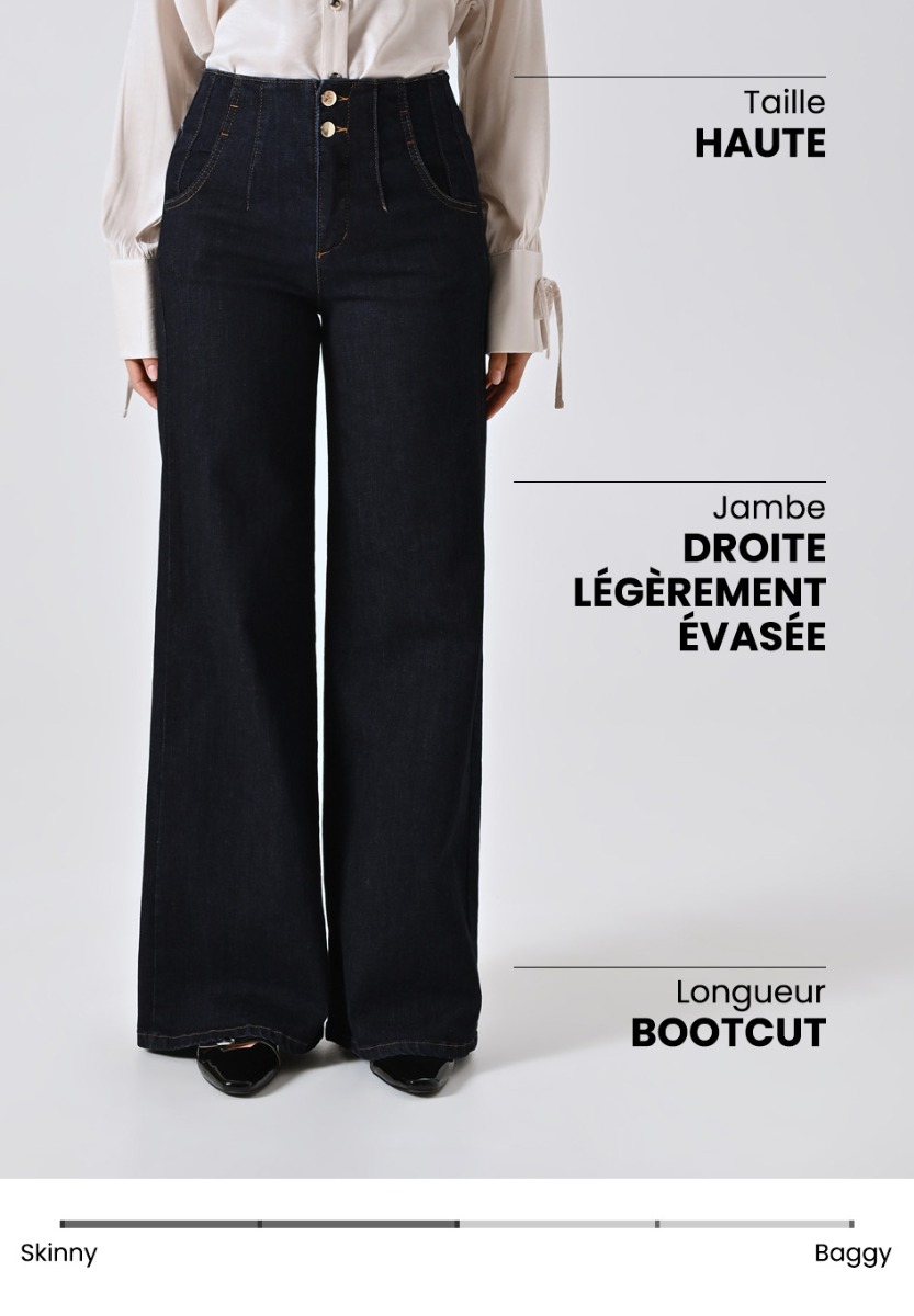Jean délavé foncé wide leg