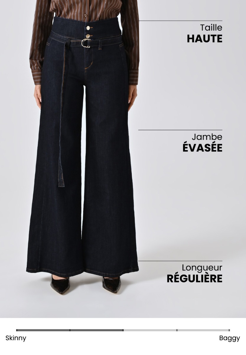 Jean délavé foncé avec ceinture