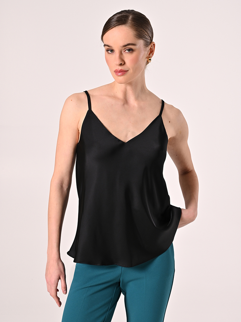 Top Spalline Sottili Nero