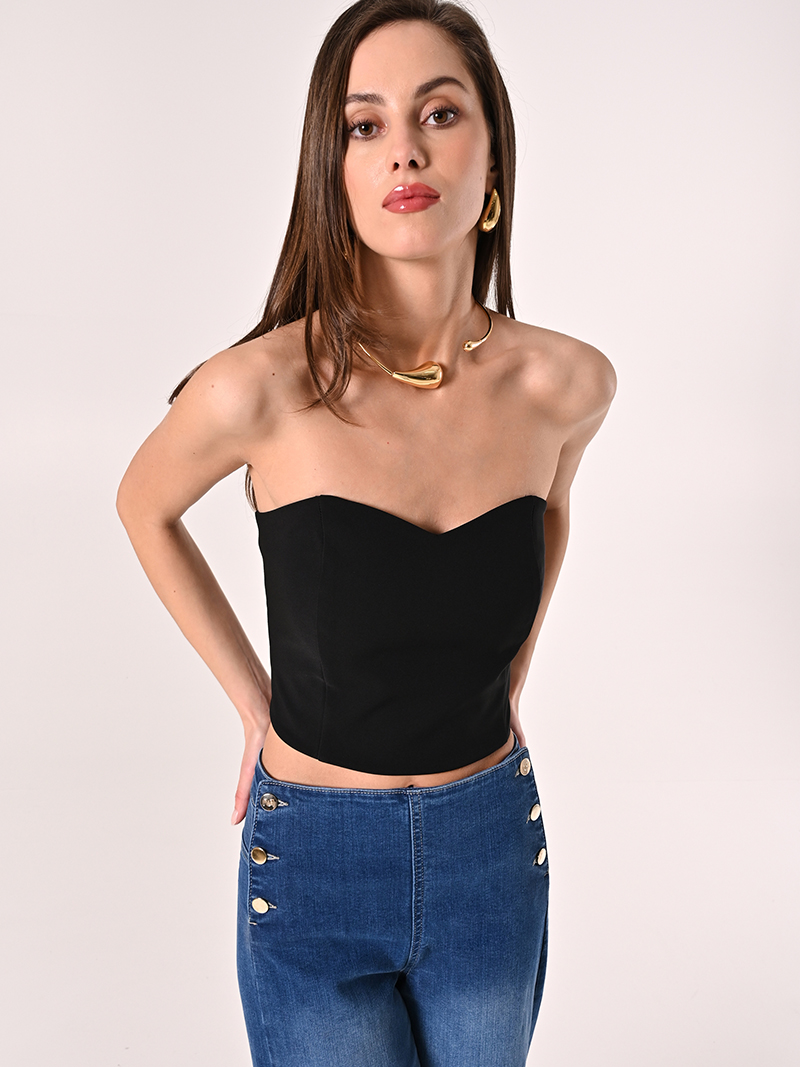 Top in Tessuto Tecnico Nero