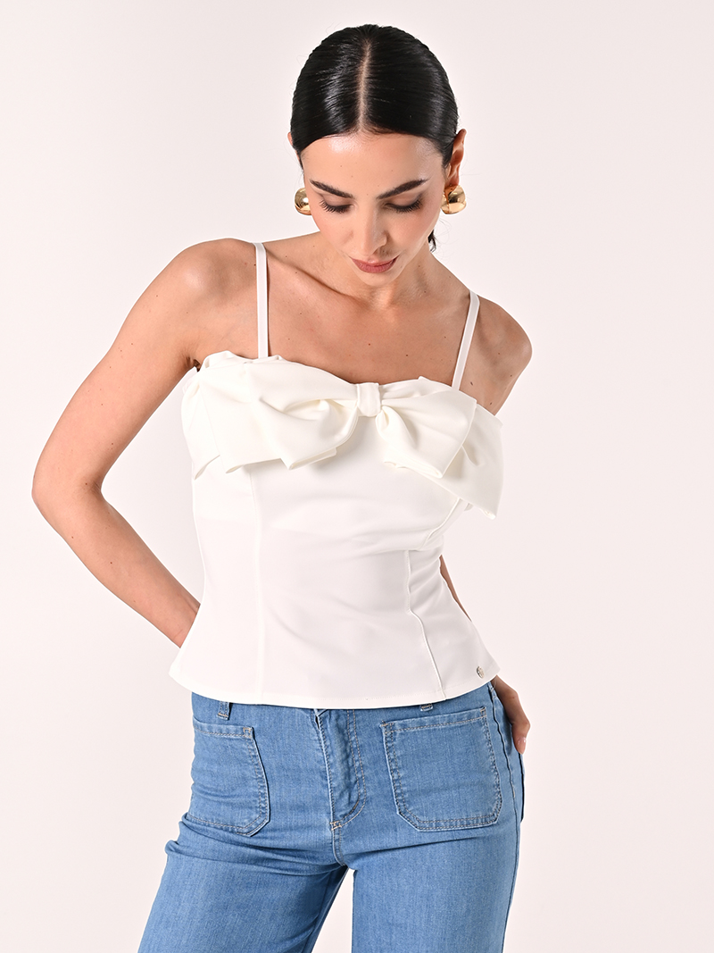 Top Bianco con Maxi Fiocco
