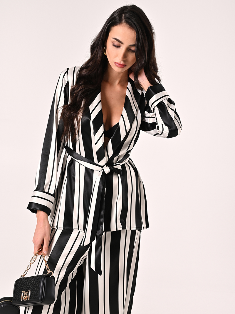 Giacca Leggera a Righe Black & White