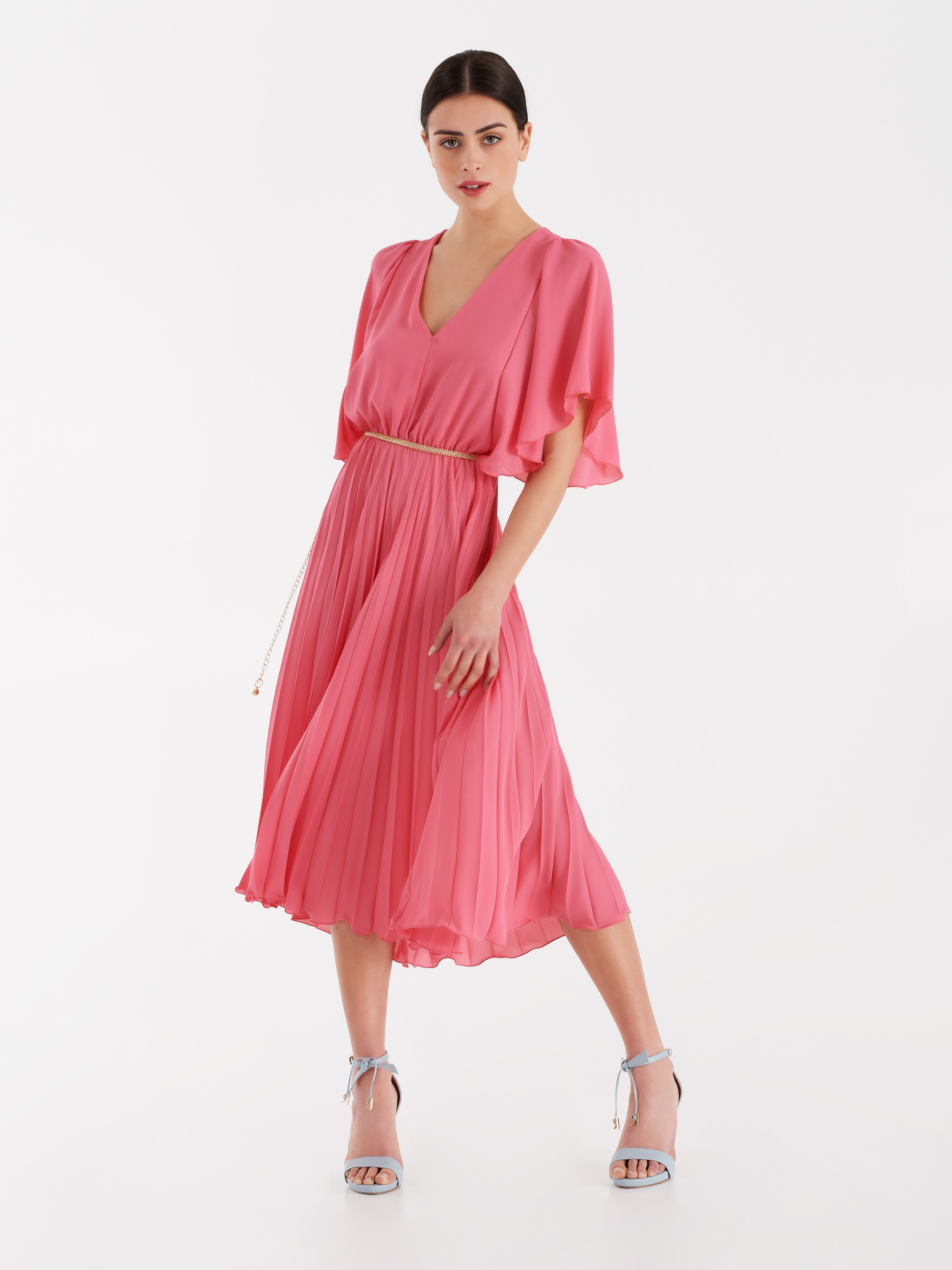 pleated midi dress