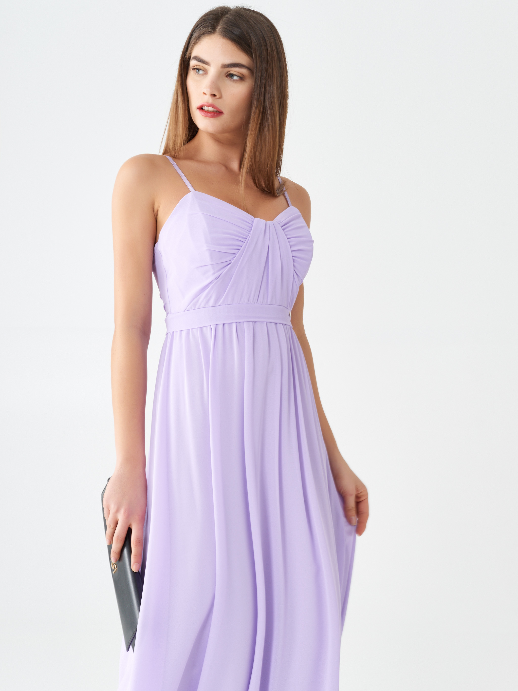 Vestito Lungo In Georgette Lilla Viola Donna Rinascimento